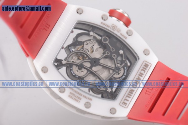 Richard Mille RM 055 Best Replica Watch Steel Skeleton Red Rubber